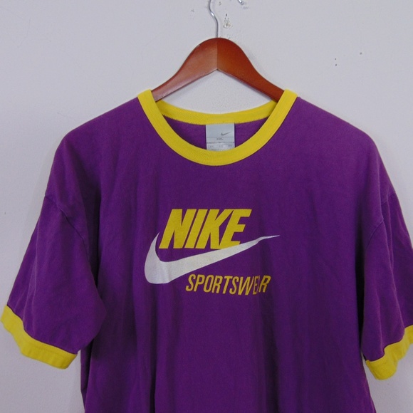 Nike Men XL Shirt Purple Graphic Tee Ringer Swoosh - Picture 2 of 4